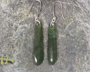 NZ Greenstone Small Roimata Earrings (BE998) Rimu Pounamu