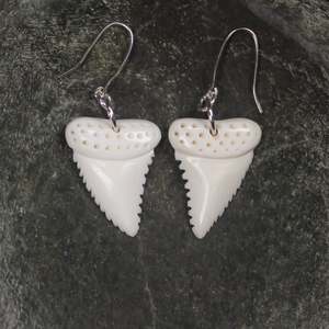 NZ Bone Shark Tooth Earrings (BX490)