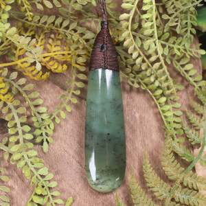 NZ Greenstone Large Roimata Pendant (BX966) Hapopo Pounamu
