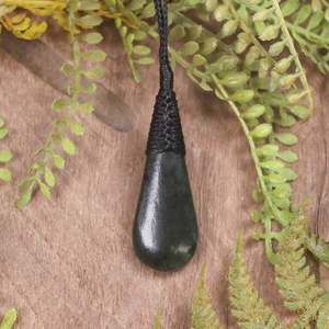 NZ Greenstone XSmall Roimata Pendant (CA694) Rimu Pounamu