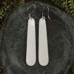 Bone Medium Roimata with Koru Earrings (BX493)