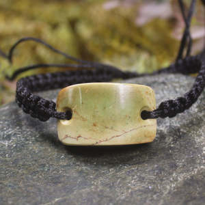 NZ Greenstone Adjustable Cord Bracelet (CA240) Flower Jade Pounamu