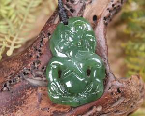NZ Greenstone Small Hei Tiki Pendant (BH460) Hapopo Pounamu