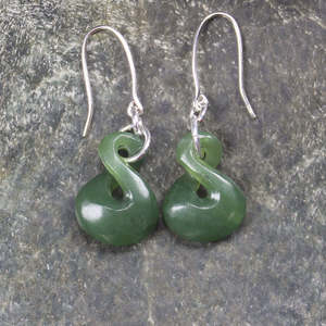 NZ Greenstone Small Twist Earrings (BT175) Hapopo Pounamu