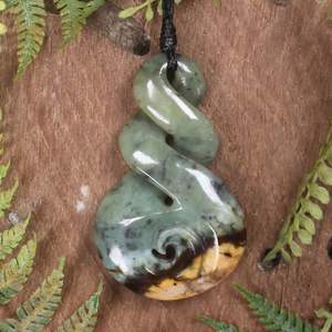NZ Greenstone Medium Koru Twist Pendant (BP512) Flower Jade Pounamu