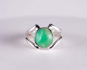 Australian Chrysoprase Sterling Silver Ring S7 (S675)