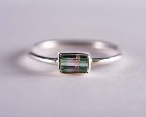 Watermelon Tourmaline Sterling Silver Ring US6 (BM596)