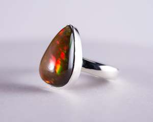 Opal Sterling Silver Ring US 7 (BM594)