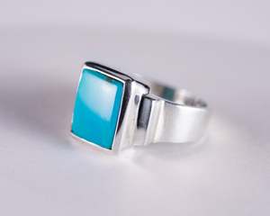 Kingman Mine Turquoise Sterling Silver Ring S6 (S595)