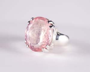 Rose Quartz Sterling Silver Ring US 6 (BM593)