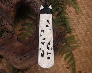 NZ Bone XLarge Toki with Manaia Pendant (BP797)