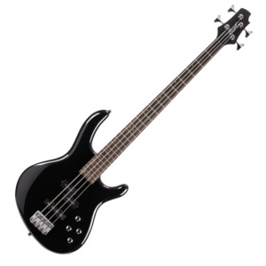 Bass Guitars: Cort Action Plus Active 4 String Bass w/ Gig Bag – Black