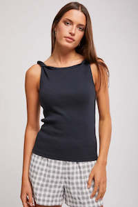 Tank top: NEUW Jonsey Twist Top | Black