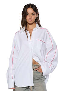 Womens Ksubi: KSUBI Stinger Astra Ls Shirt | White/Red