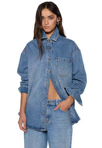 Womens Ksubi: KSUBI Oversized Ls Shirt Komet | Denim