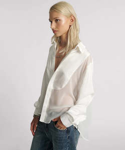 ONE TEASPOON Sheer Tuxedo Shirt | White