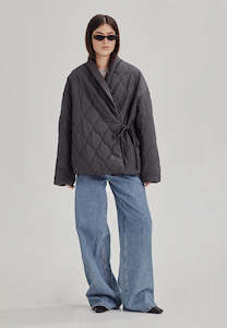 Womens Commoners: COMMONERS Quilted Wrap Jacket | Charcoal