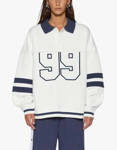 KSUBI 99 Boyfriend Polo Sweatshirt | Vintage White