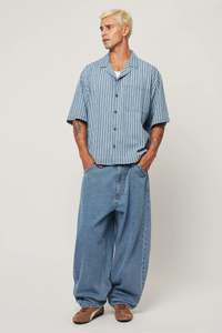 Abrand | Bobby Camp Stripe Shirt | Denim Blue