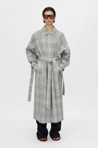 Womens Outerwear: CAMILLA AND MARC Delta Plaid Trench | Khaki