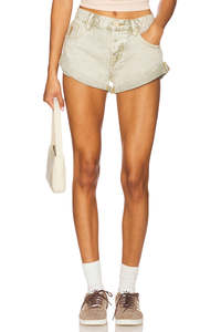 ONE TEASPOON Bandits Low Waist Denim Short | Antique Khaki