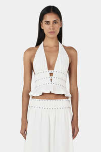 Ownley: OWNLEY Mavis Studded Top | Ivory