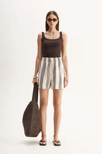 Women S Short: ELKA Milo Stripe Short | Chocolate Stripe