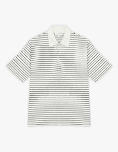 Men S Tops Shirts: ASSEMBLY LABEL Volley Stripe Short Sleeve Polo | Antique White/Navy