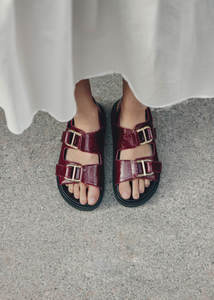 ALOHAS Harper Burgundy Patent Leather Sandals