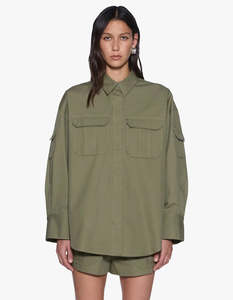 Womens Ksubi: KSUBI Astra LS Shirt | Cargo Khaki