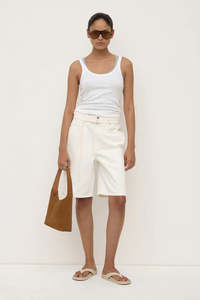 ASSEMBLY LABEL Loose Fit Long Denim Short | Vintage White