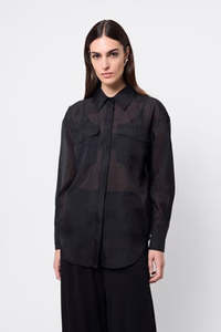 MOSSMAN Oasis Shirt | Black Sheer