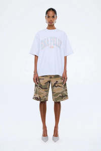 New Womens: ENA PELLY Blue Collegiate Tee | White Marle