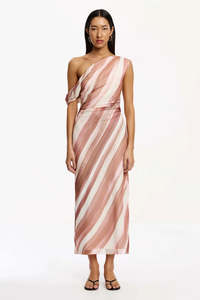 Dresses: SIGNIFICANT OTHER Drew Midi Dress | Carob Stripe