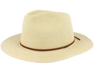 Brixton: BRIXTON Wesley Straw Packable Fedora | Tan