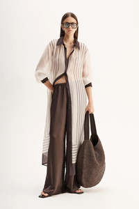 Dresses: ELKA Havana Maxi Shirt Dress | Chocolate