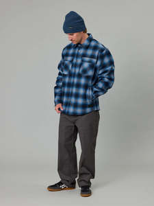 Mens Outerwear: J.A.F Seaport Shearling Jacket | Light Blue Check