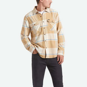 Men S Tops Shirts: BRIXTON Bowery Flannel  | Whitecap/Sand/Cyber Blue