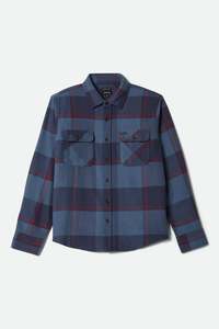 Men S Tops Shirts: BRIXTON Bowery Flannel | Bering Sea/Mood Indigo