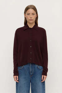 ASSEMBLY LABEL Wool Cashmere Knit Cardi | Dark Merlot