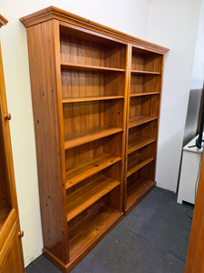 Matching Pair Left / Right Tall Rimu Bookcases The Heart Of Rimu Furniture co