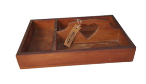 Vintage cutlery Tray with Heart cutout - Heritage Trading Company