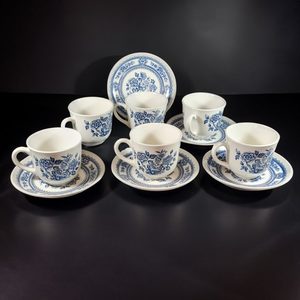 Dorset Blue and White Wood and Sons Burslem x 6 Cups and 6 x Saucers - Heritage &hellip;