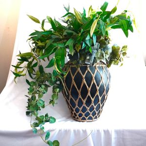 Large Black and Wicker Urn - Heritage Trading Company