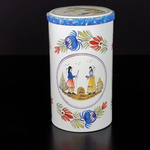 Large Cylinder Tin Dutch Folk Art Print - Heritage Trading Company