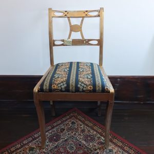 Upcycled Wooden Blue and Gold Casual Chair - Heritage Trading Company