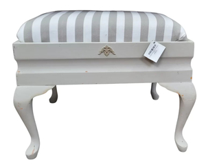 French Look Stool with Striped Fabric - Heritage Trading Company