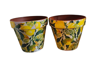 Very Large Decoupaged Plant Pots - Heritage Trading Company