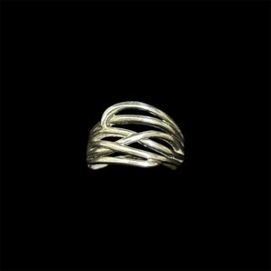 CT128897g - s/s ring with 6 crossover wires - Heritage Trading Company