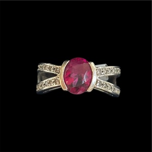 CT128821 - Rubelite Tourmaline & Diamond Ring 14ct - Heritage Trading Company